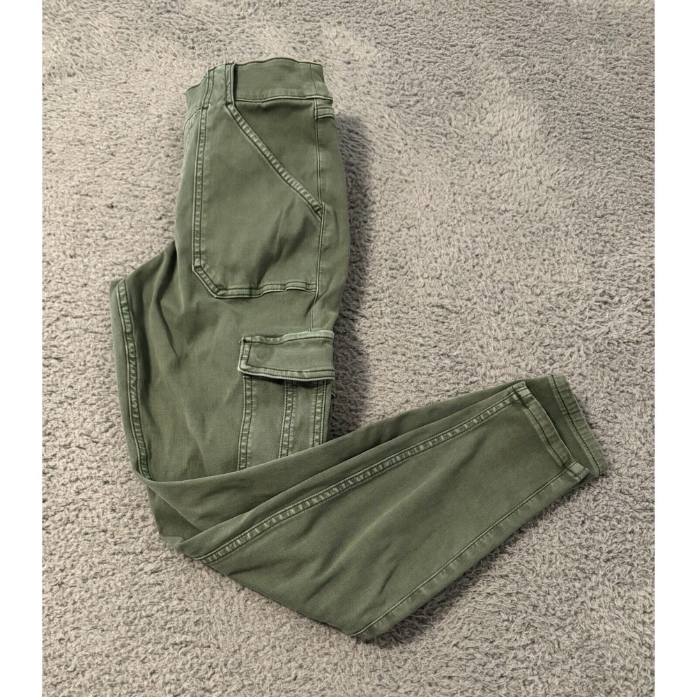 Spanx Stretch Twill Cargo Ankle Pants Women's Medium Green Patina Shapewear‎